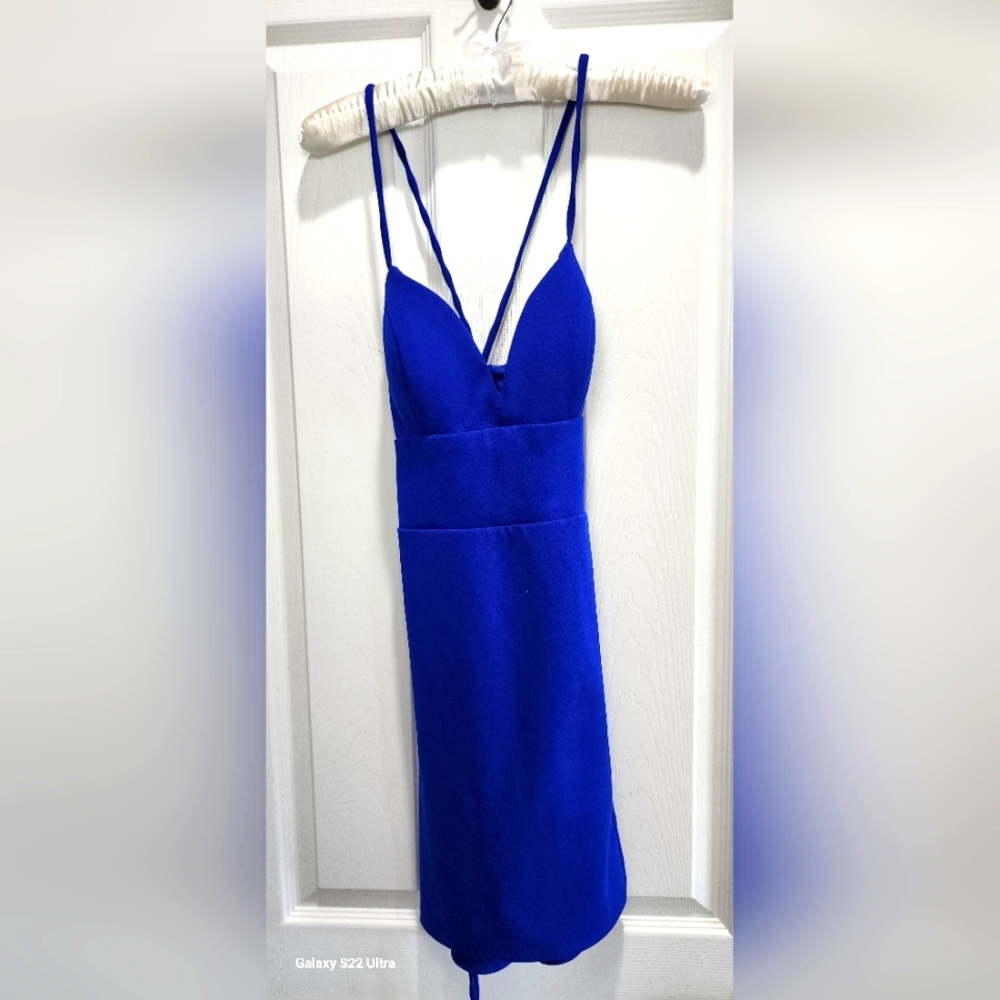 Royal blue tie back dress